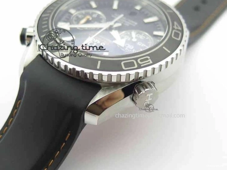 0429 Planet Ocean Master Chrono 45mm SS OM 1:1 Best Edition Black Dial Orange 12 On Rubber Strap A Durable 8169